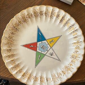 Elegant Gold and Multicolor Order of Eastern Star Ceramic Plate